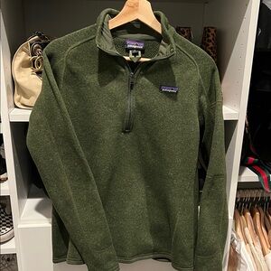 Patagonia Olive Quarter-Zip Fleece better sweater wmns M